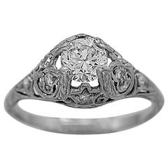 Art Deco .63 Carat Diamond Platinum Engagement Ring