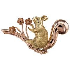 1950s Vintage Two Color Gold Red Squirrel Brooch