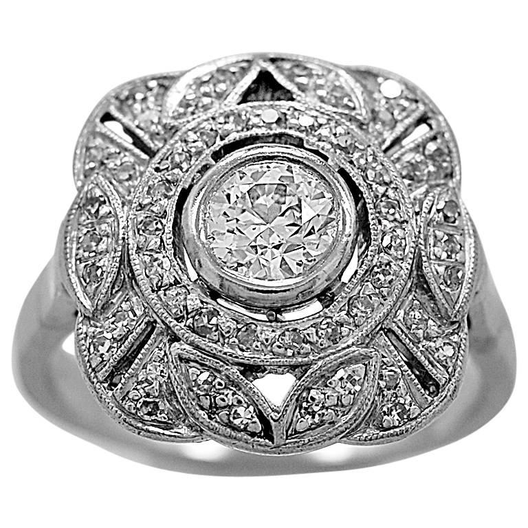 Art Deco .60 Carat Diamond Platinum Engagement Ring