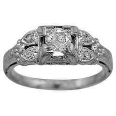 Antique Art Deco .33 Carat Diamond Gold Engagement Ring 