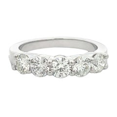 Five Stone Diamond Wedding Band 1.44ct 14K White Gold