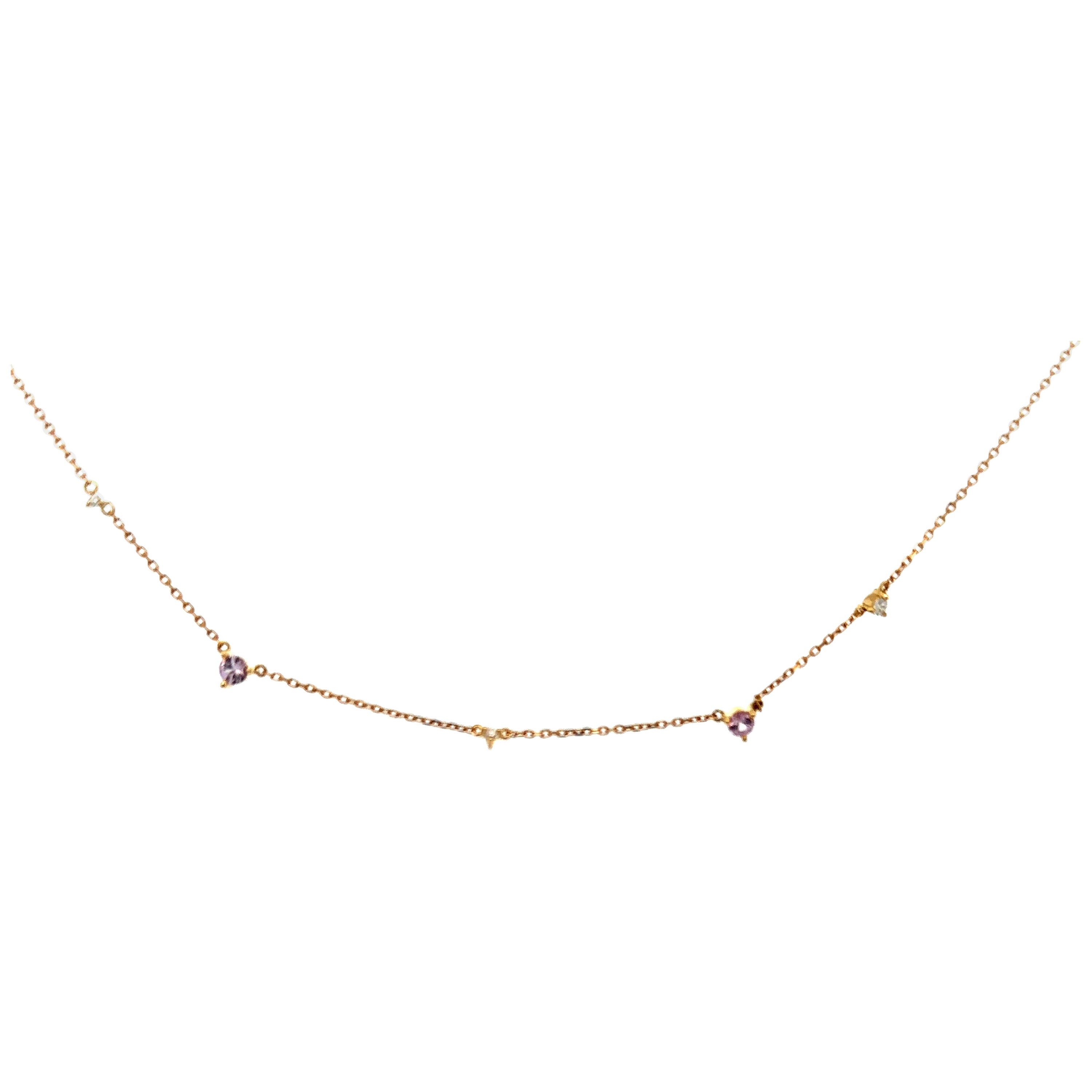 Adina Reyter One of a Kind Pink Sapphire + Diamond Station Necklace 