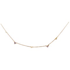 Adina Reyter Einzigartige Halskette mit Station, rosa Saphir + Diamant 
