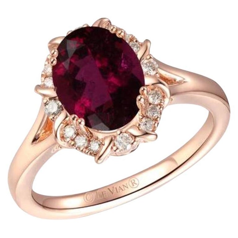 Le Vian Ring mit Himbeer Rhodolith und nudefarbenen Diamanten in 14 Karat gefasst im Angebot
