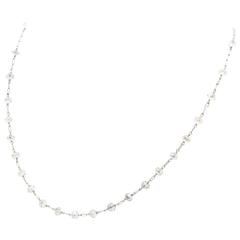 35 Carats Diamond Beads Facetted Platinum Chain Necklace