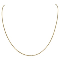 18 Karat Yellow Gold Solid Very Thin Cable Link Chain Necklace 