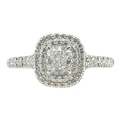 Tiffany & Co Soleste, bague de fiançailles halo avec diamant naturel certifié D de 0,71 carat