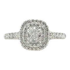 Tiffany & Co Soleste 0.71 Carat Certified D Natural Diamond Engagement Halo Ring