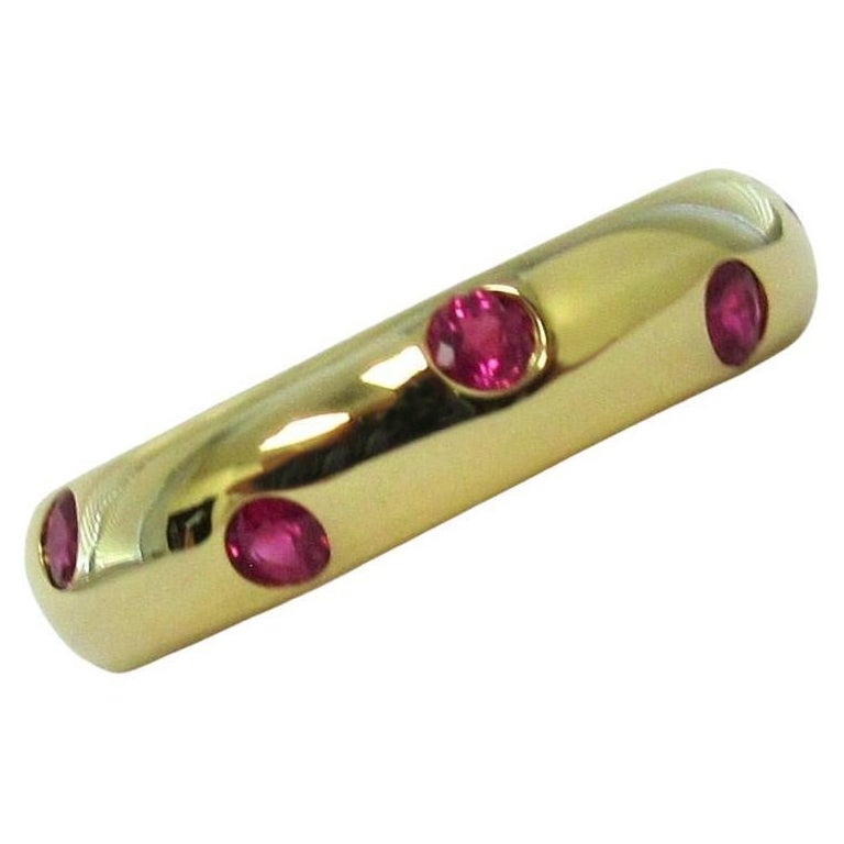 TIFFANY & Co. Etoile 18K Gold Ruby Band Ring 4.5 For Sale