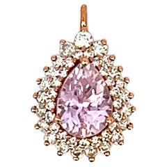 Elegance 14k Timeless Classic Barbie Vivid Pink 2.21 ct Kunzite Diamond Anhänger