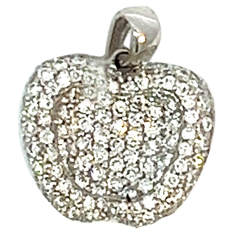 Timeless Beauty Love at First Sight Adam Eve Apple 18k 1.44 ct Diamond Pendant For Sale
