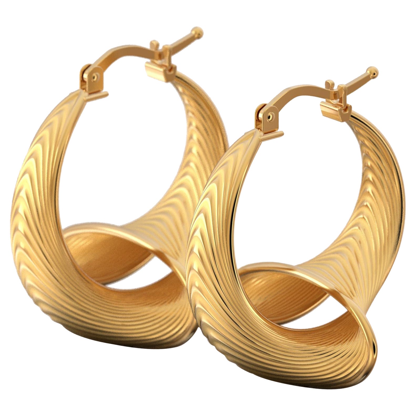 Stunning Hoop Earrings Only Made to Order 14k Gold, Made in Italy by Oltremare  For Sale