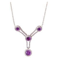 "Costis" Circle In Motion Necklace, 10.94cts Purple Amethysts, Purple Sapphires