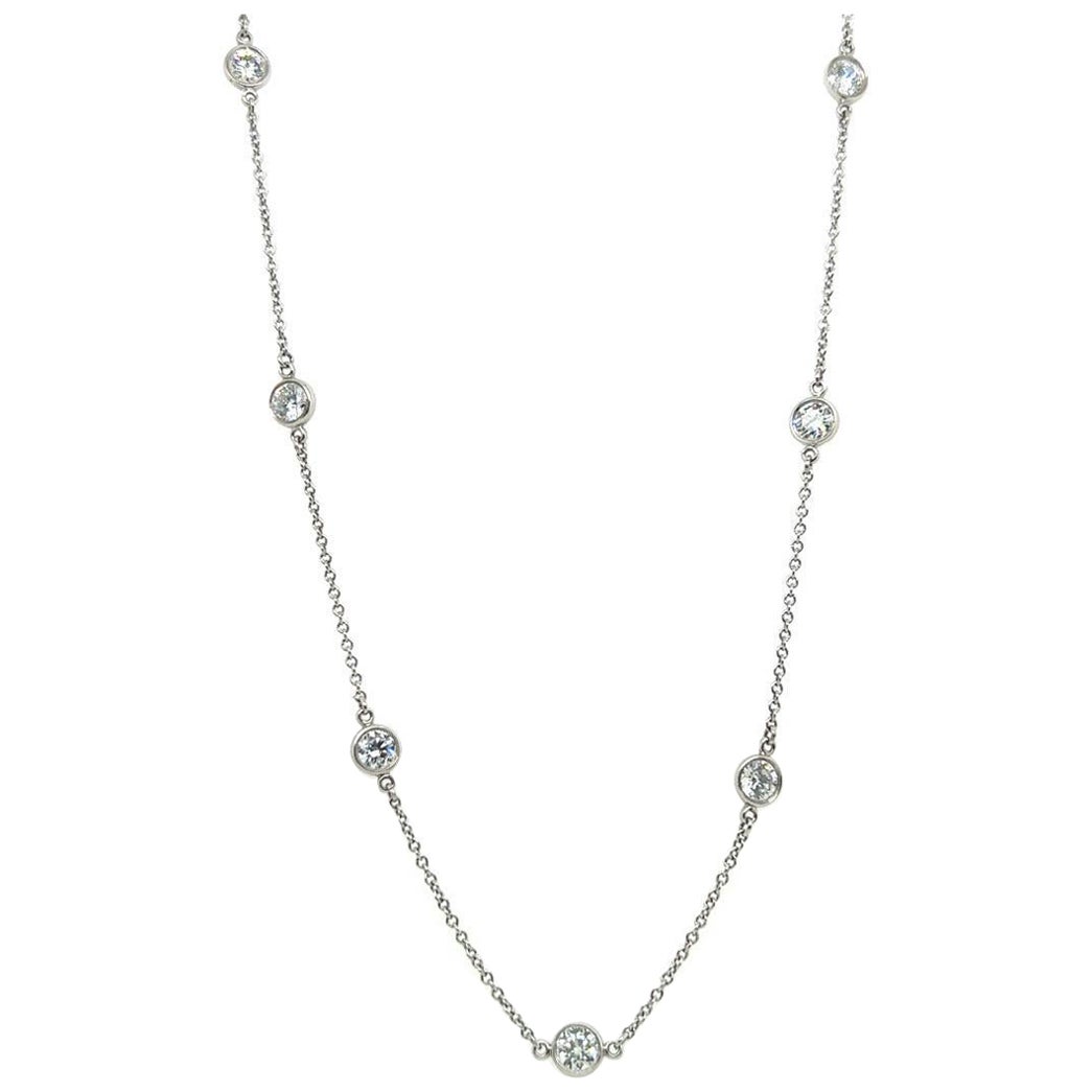 Tiffany&Co Elsa Peretti 2.5 Carat Natural Diamonds by the Yard Platinum Necklace For Sale