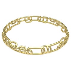 Bracelet jonc rectangulaire souple en or jaune mat 14 carats