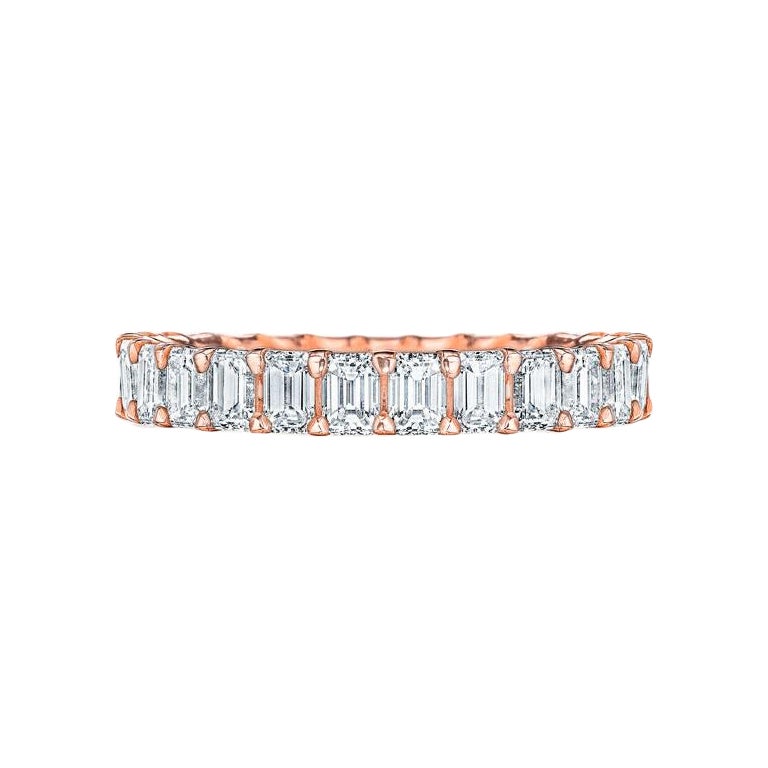 2.75ct Diamond Emerald Cut Eternity Band in 18KT Rose Gold For Sale