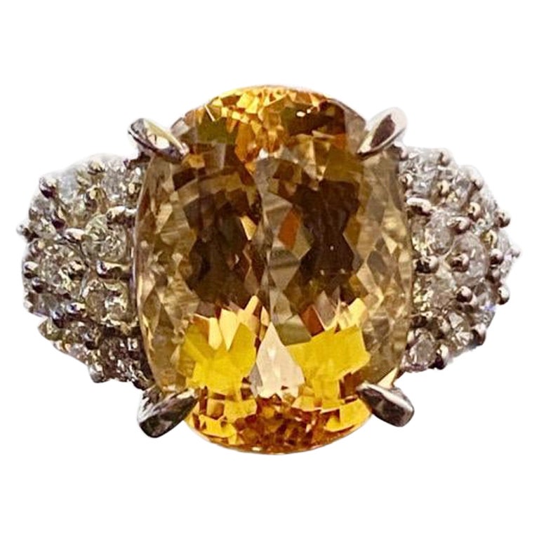 Platinum Diamond 8.88 Carat Imperial Topaz Engagement Ring For Sale