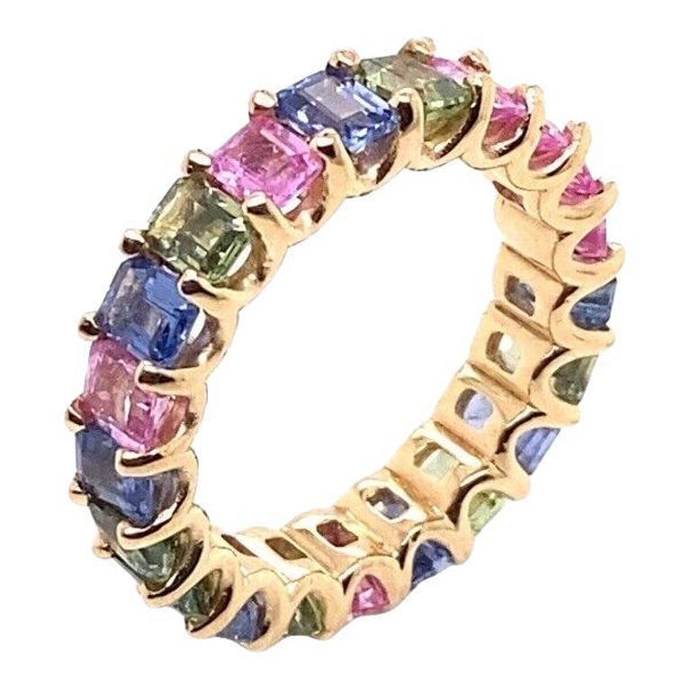 Octagonal Natural Sapphire Full Eternity Ring For Sale