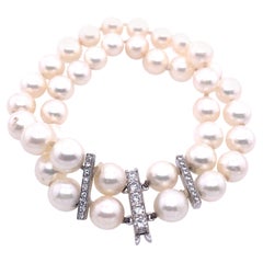 Beautiful Vintage 2 Row Cultural Pearl Bracelet with 2 Row of Cultural Pearl