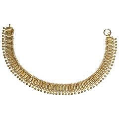 Silver Gilt Etruscan Style Collar Choker Necklace