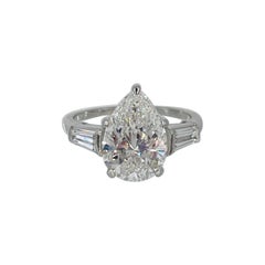 J. Birnbach 3.02 carat Pear Diamond Engagement Ring with Tapered Baguettes