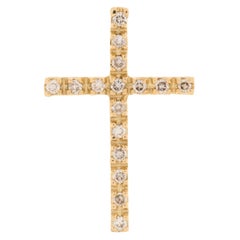Spanish Vintage 18kt Yellow Gold Cross with Diamonds