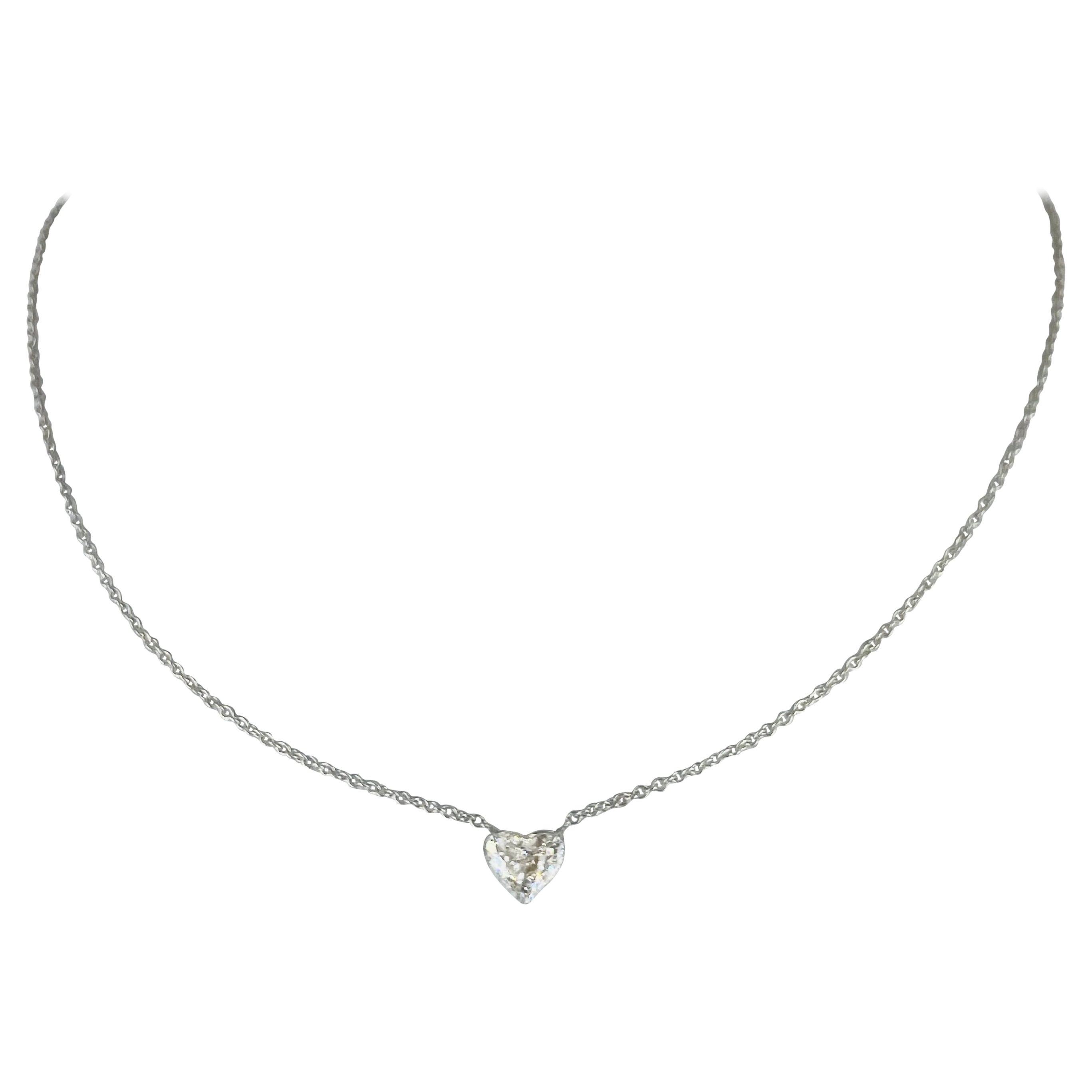 J. Birnbach 0.44 carat Heart Shape Diamond Pendant in 18K White Gold For Sale