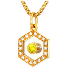 Trudel of Zurich, pendentif en diamants verts et blancs 18 carats, années 1970