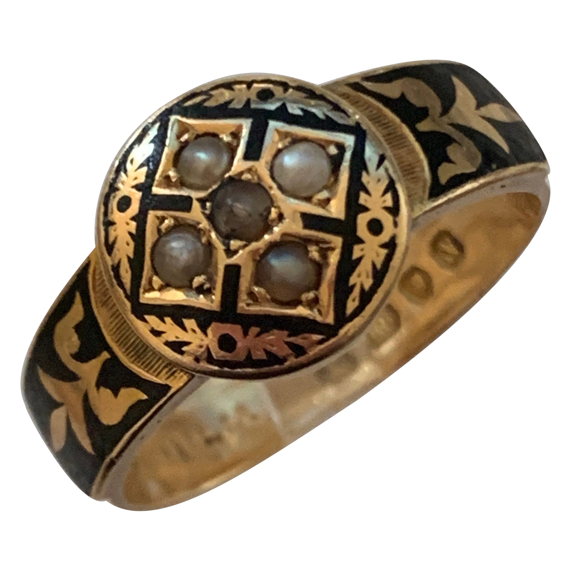 Antique Victorian 18ct Gold Memorial Ring  For Sale