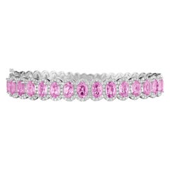 10.35ct Pink Sapphire & Diamond Bangle in 14KT Gold