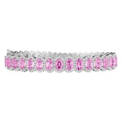 Bracelet jonc en or 14 carats avec saphir rose 10,35 carats et diamants