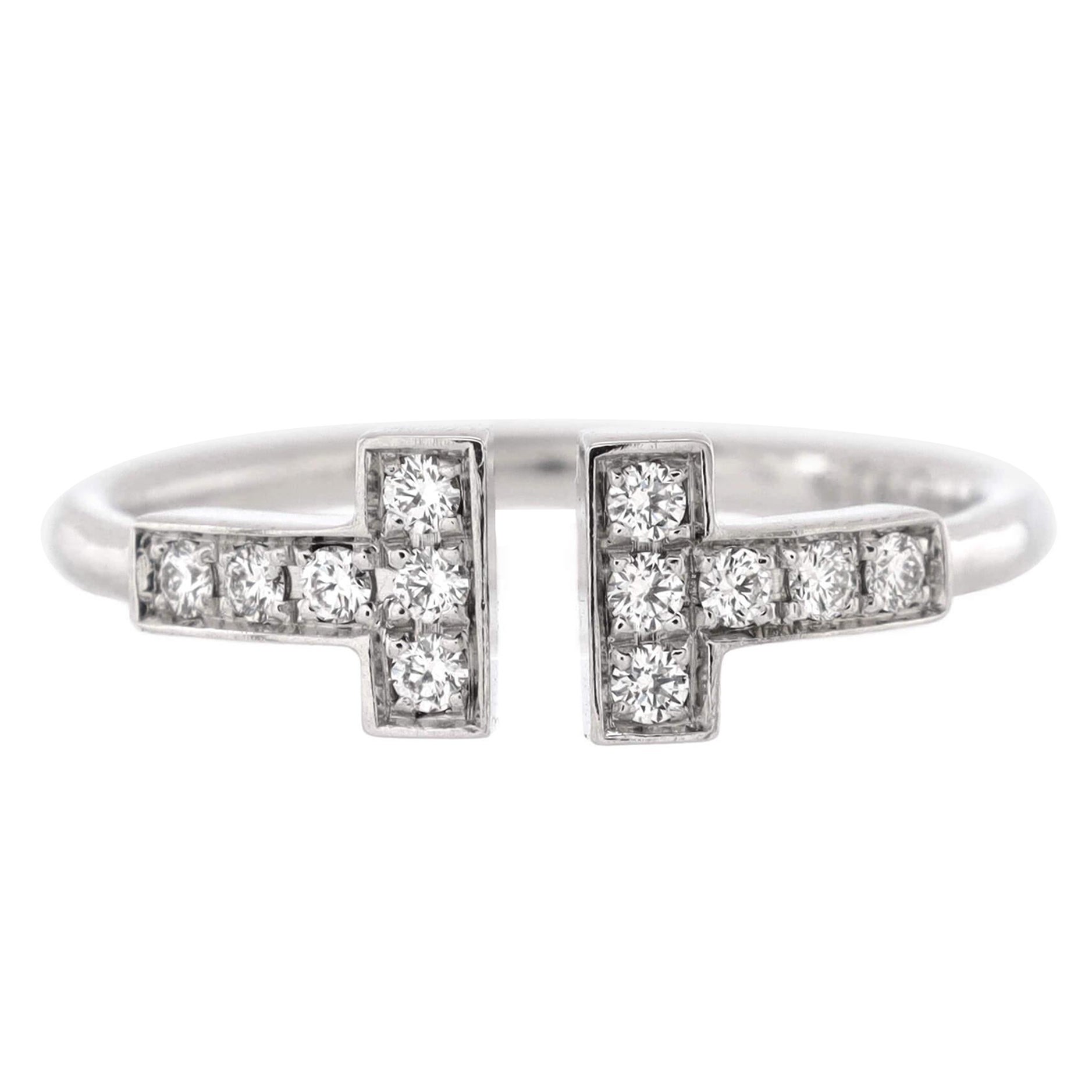 Tiffany & Co. T Wire Ring 18K White Gold with Diamonds