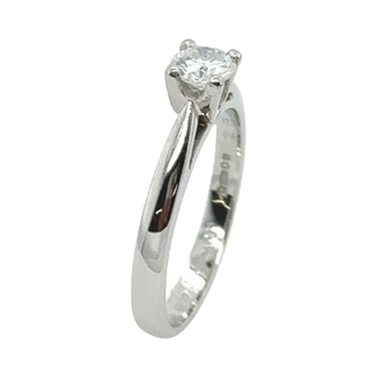 Platinum Solitaire 0.28ct H/SI Diamond Ring in A 4-Claw Setting For Sale