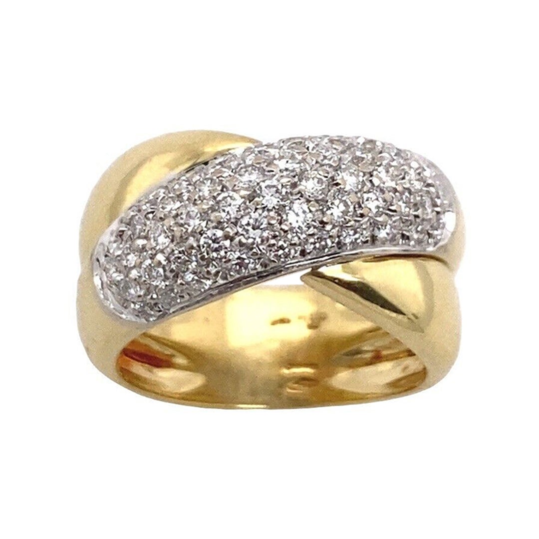 Leo Pizzo 18ct Gold Diamond Pavee Set 5-Row Crossover Ring, 2.0ct of Diamonds For Sale