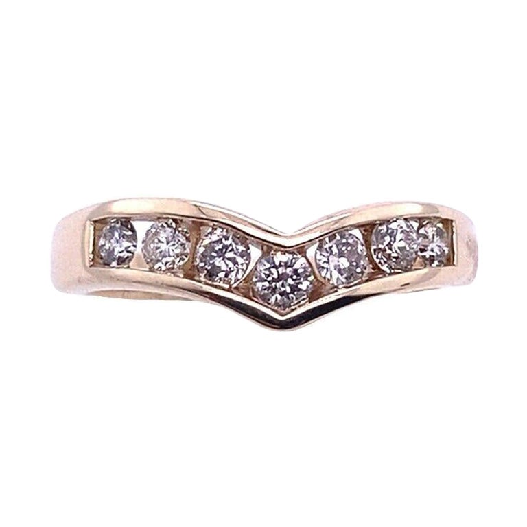 Classic Channel Set Diamond Wishbone Ring 0.50ct Diamonds in 9ct Yellow Gold For Sale
