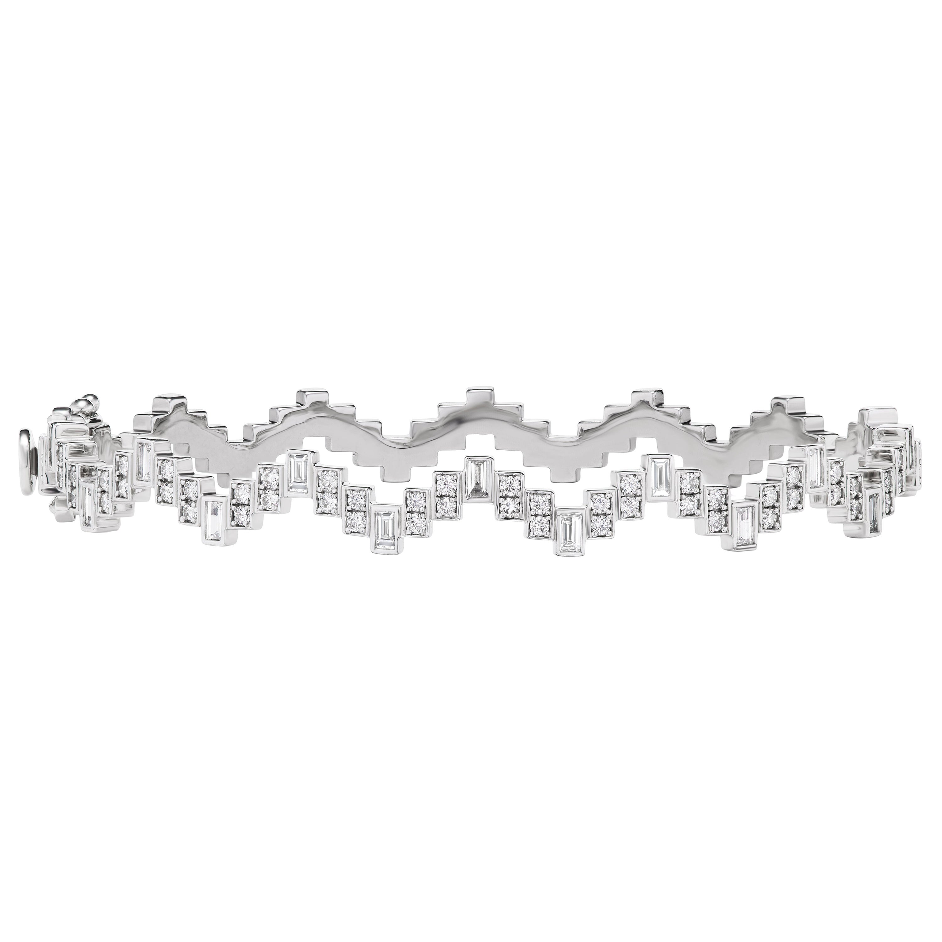 Bracciale Enlightenment Equilibrium con diamanti tondi e baguette SKINNY in vendita
