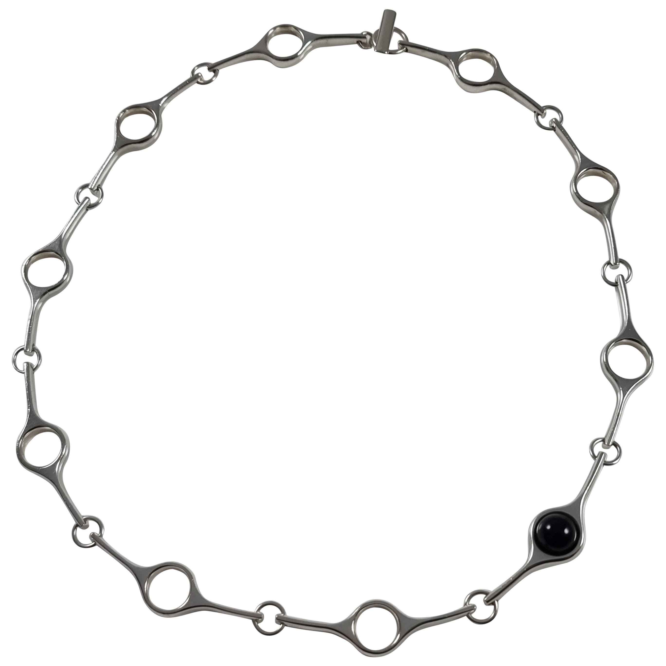 Georg Jensen Sterling Silver & Onyx Sphere Necklace, Regitze Overgaard For Sale