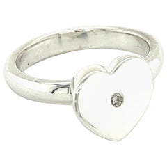 Tiffany & Co Authentic Estate Heart Diamond Ring Size 8.5 Silver 
