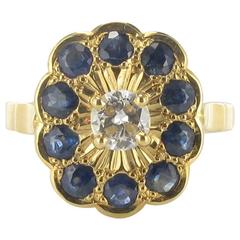 1960s Sapphire Diamond Gold Ring