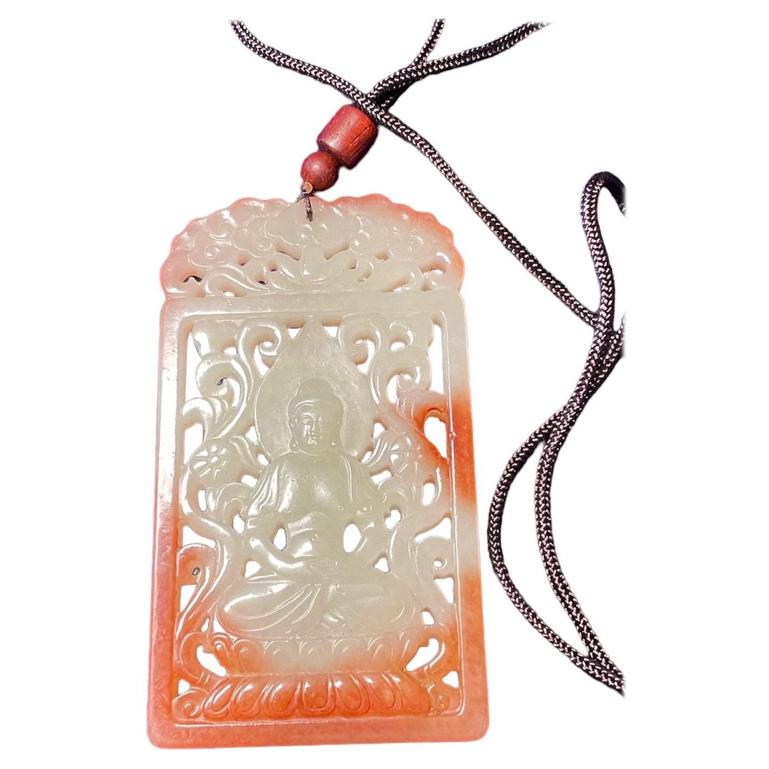 Buddha Jade Pierced Pendant  For Sale