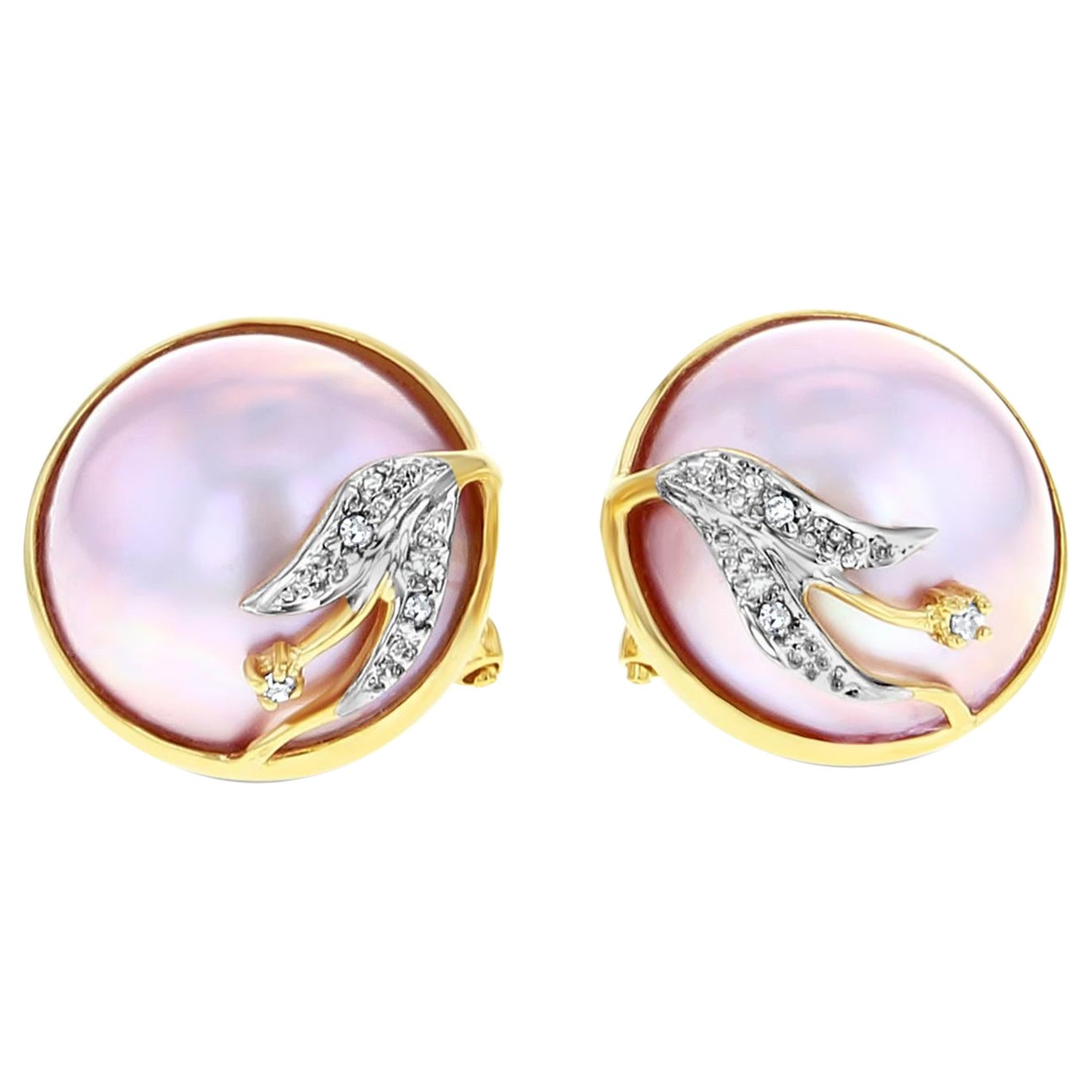 13MM - 14mm Pink Mother of  Pearl Earrings 