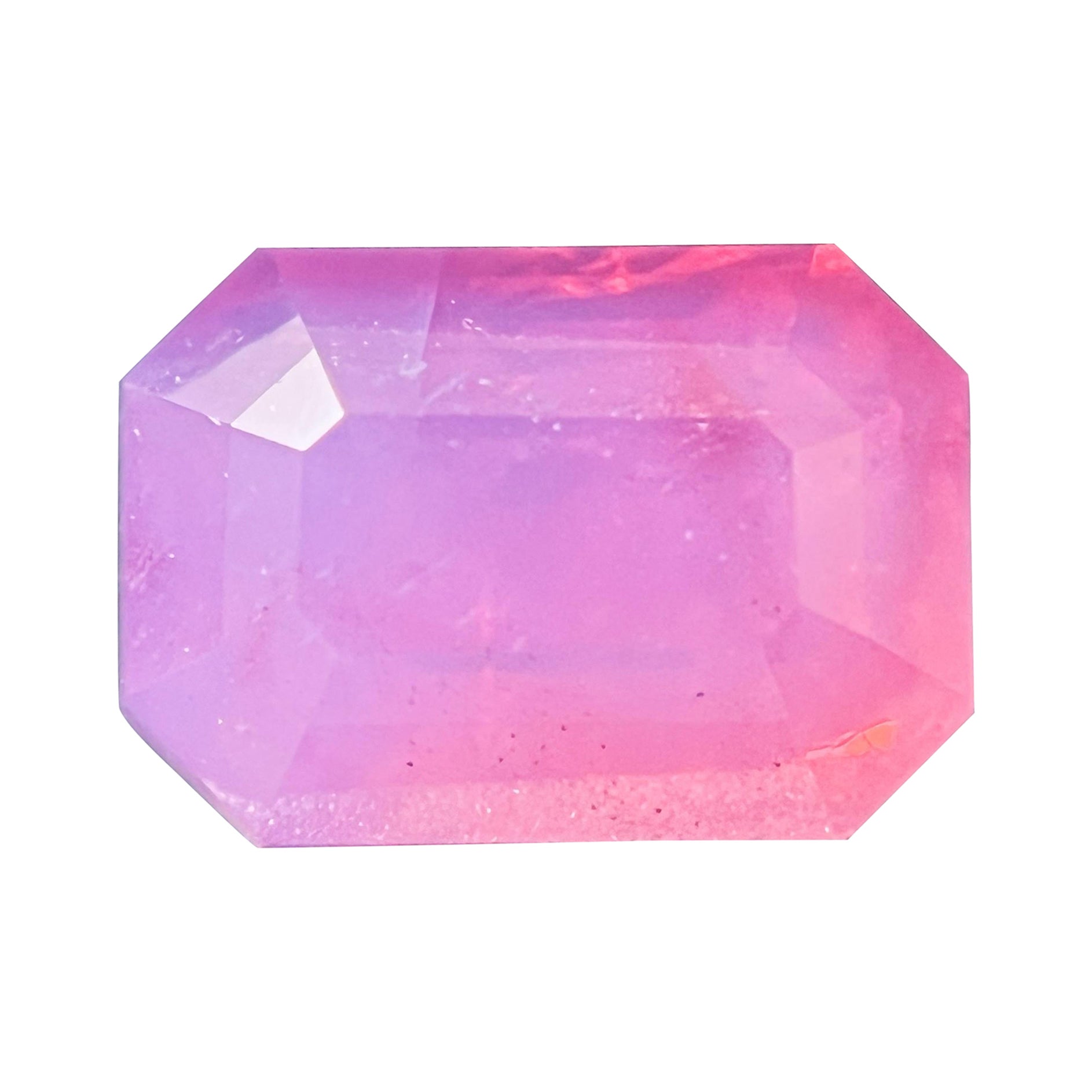 Certified 2.55 Carat Natural Velvety Neon Pink Octagon Mahenge For Sale