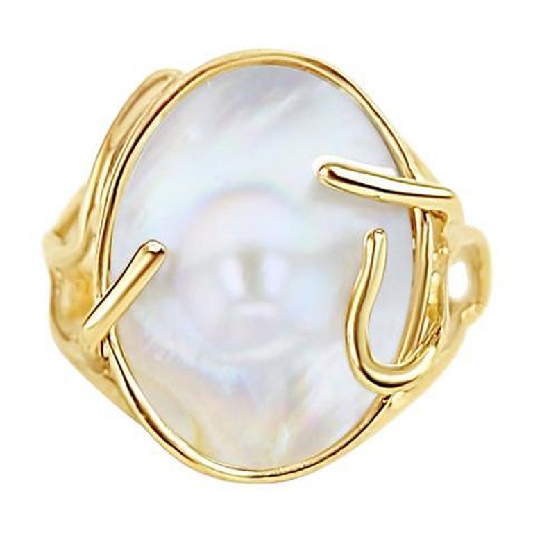 Large Unique Mother of Pearl Ring