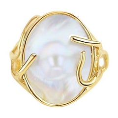 Large Unique Mother of Pearl Ring