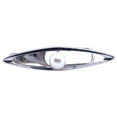 Mikimoto Estate Akoya Pearl Men Tie Clip Silver 7 mm