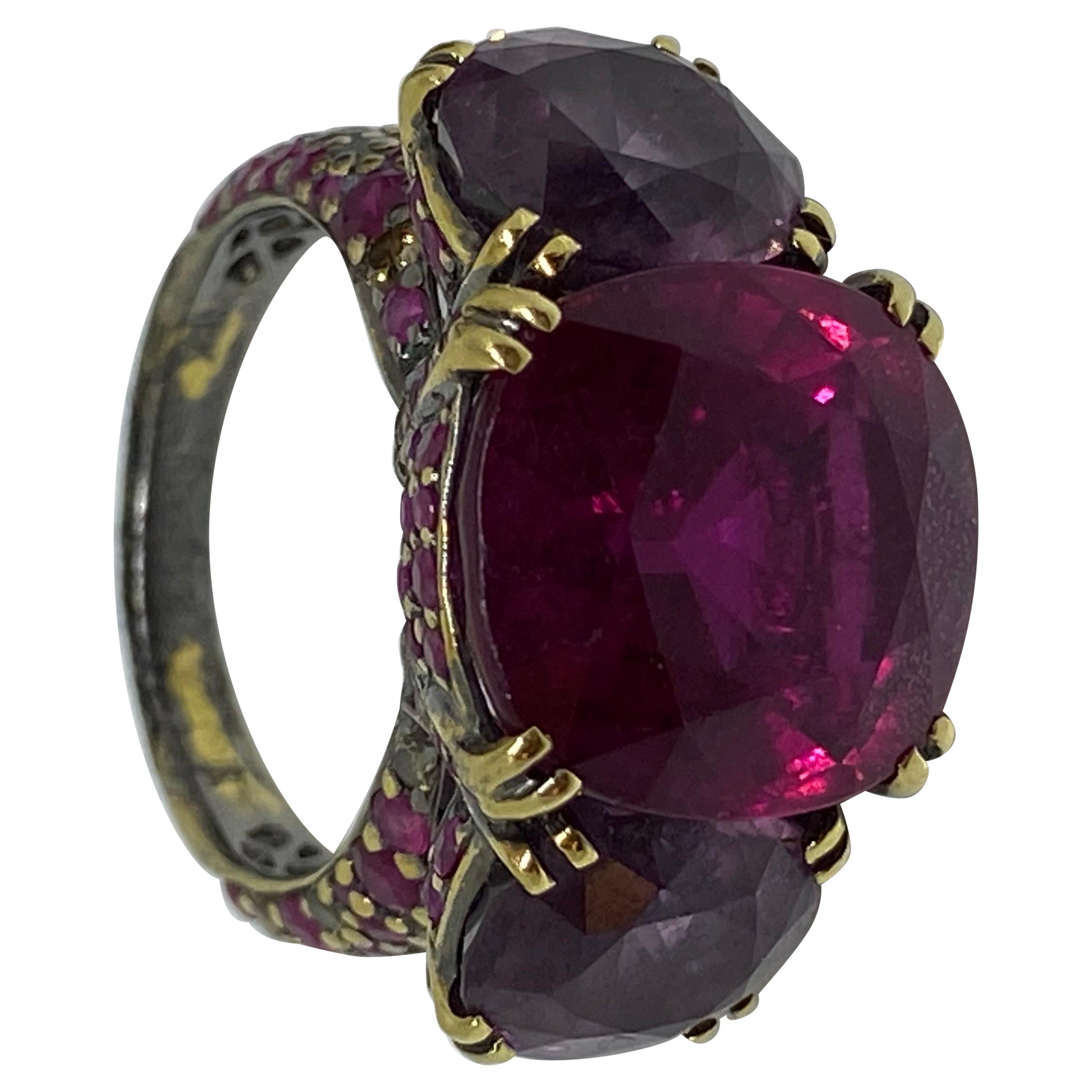 JOHN HARDY 18K Diamond/Sapphire/Tourmaline/Spinel Cinta Cocktail Ring Size: 6.5