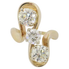 Three Stone Diamond Cocktail Ring in a Free-Form Design