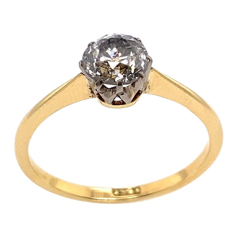 Viktorianischer Schliff 0,65ct Diamant in Platin & 18ct Gelbgold Vintage Ring im Angebot