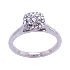 Cushion Shape Diamond Halo Cluster Ring 0.25ct of Diamonds in 18ct White Gold