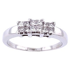 Classic Princess Cut Natural Diamond Trilogy Ring Set mit 0,50ct Diamanten